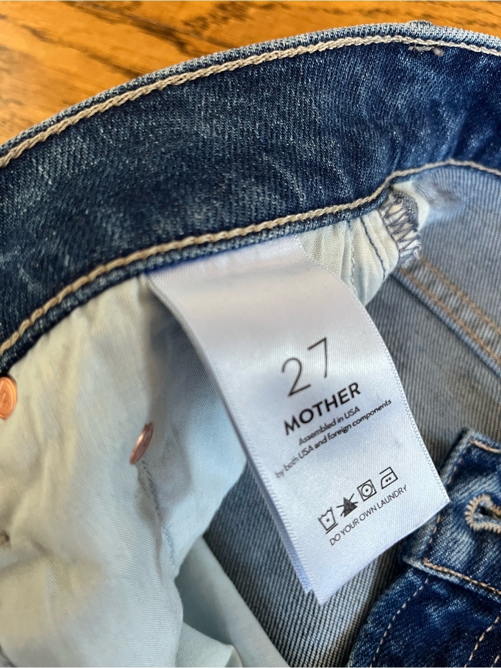 MOTHER The Swisher Sneak Fray Punch Buggy Blue High-Rise Wide-Leg Jeans - Picture 4 of 5